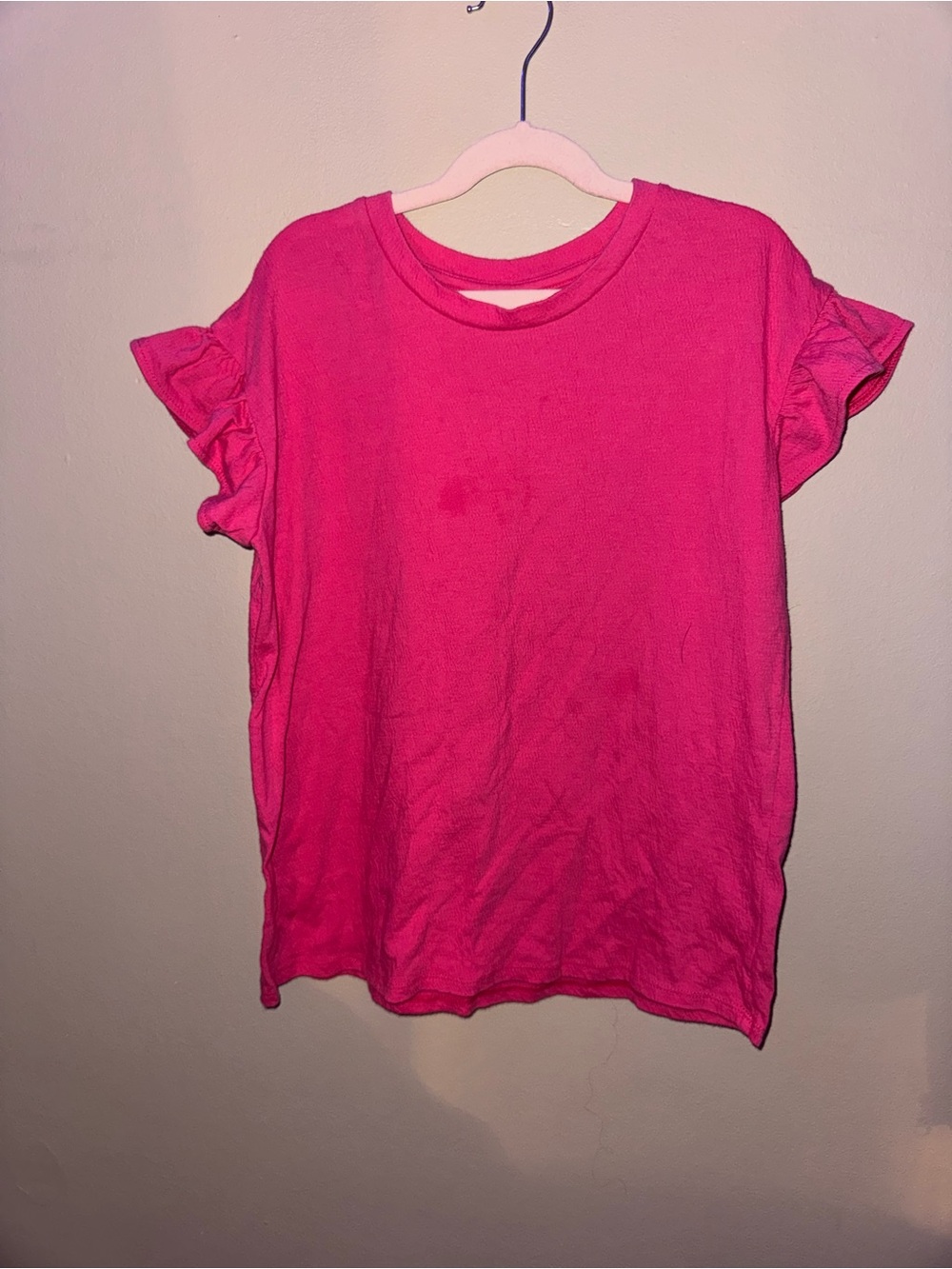 Cat & Jack Hot Pink Ruffle Sleeve Crew Tee